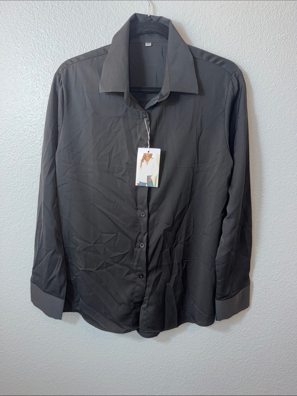 Black Long-Sleeve UV Protection Button Down Top